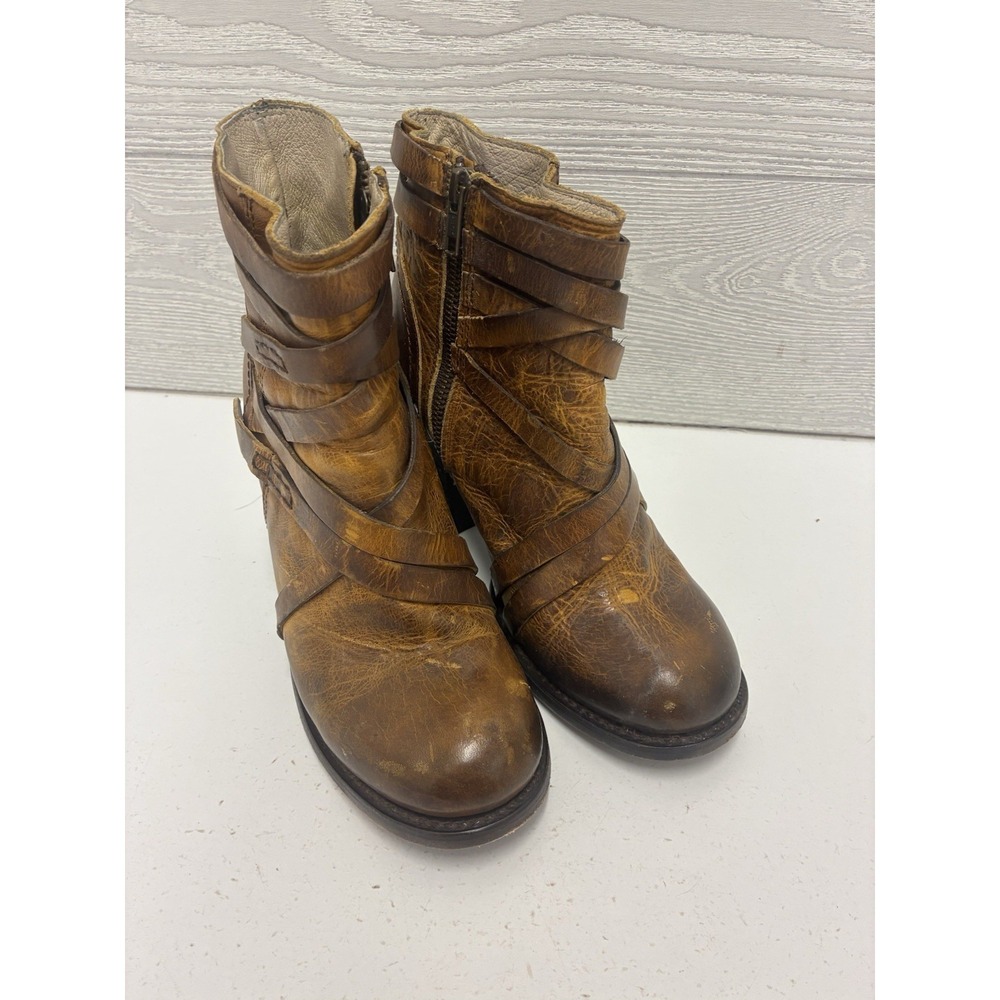 Freebird Gem Brown Leather Boots Size 8 Western Rodeo Distressed